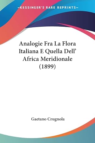 Analogie Fra La Flora Italiana E Quella Dell' Africa Meridionale (1899)
