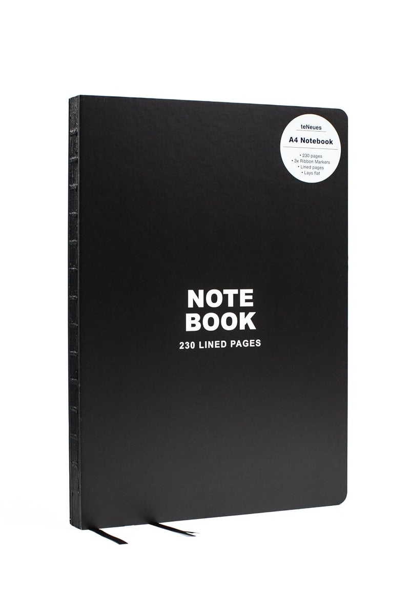 A4 Notebook: Classic Black Notebook Hardcover - 230 Lined Pages
