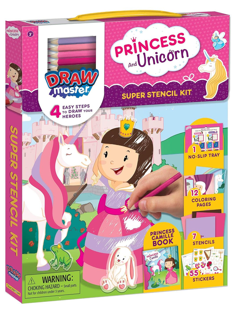 Drawmaster Princess and Unicorn: Super Stencil Kit : 4 Easy Steps