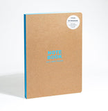 A4 Notebook: Kraft and Neon Blue, Hardcover - 230 Lined Pages