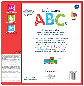 Let’s Learn ABCs – Interactive Toddler Sound Book with 27 Buttons | Tracing, Alphabet Song, Children's Board Book | Learn Letters & First Words | Fun Learning Activities for Boys & Girls