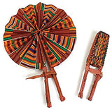 African Kente #1 Leather Folding Fan x 6